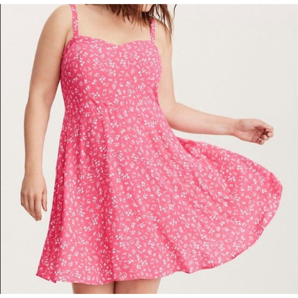 Torrid Pink Floral Tank Smock Back Challis Dress Size L, 0X - Picture 1 of 16